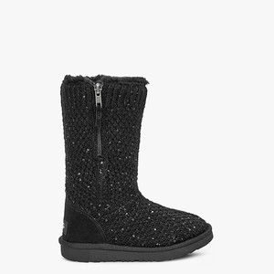 Ugg Sequin Knit Kids Classic Boots Black (2540QPYAO)